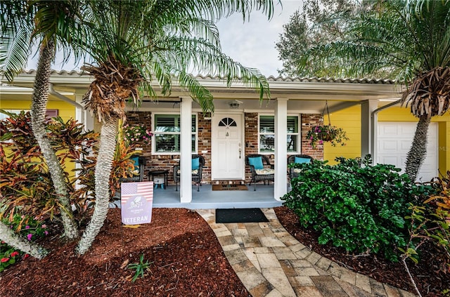 entrance to property with a garage