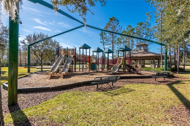 view of playground with a yard