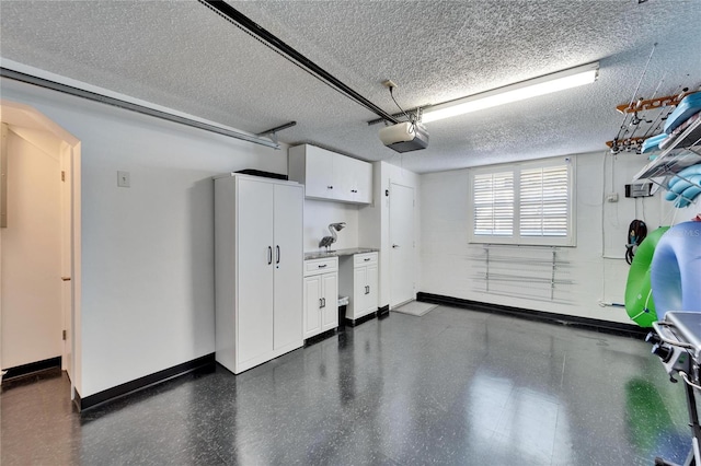 garage with a garage door opener