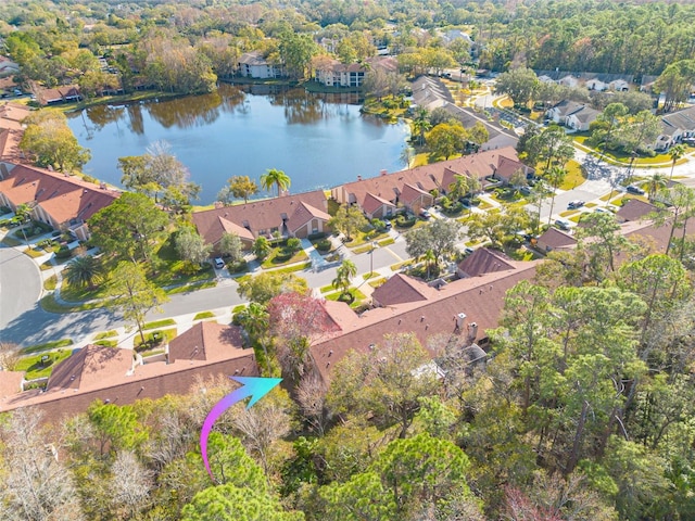 bird's eye view featuring a water view