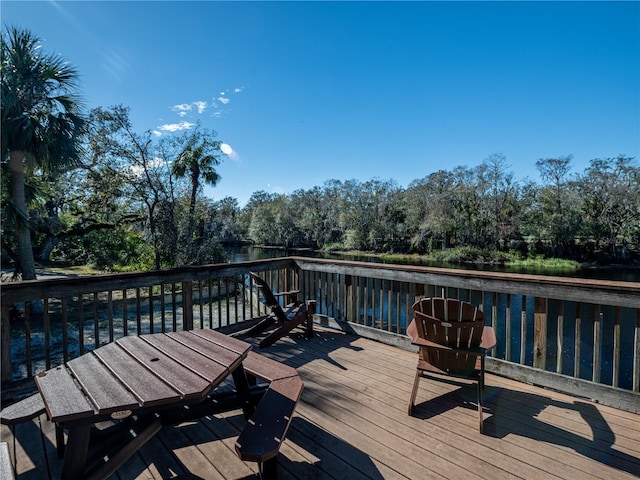 deck with a water view