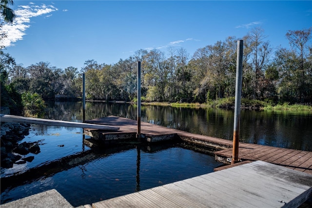 view of dock featuring a water view