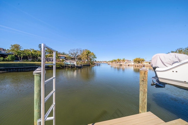 view of dock featuring a water view