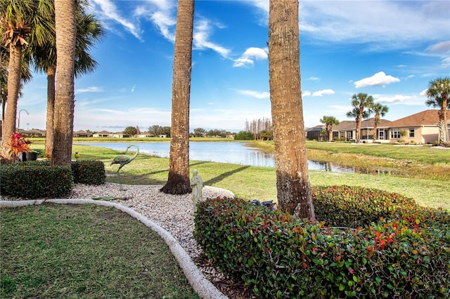 view of yard featuring a water view