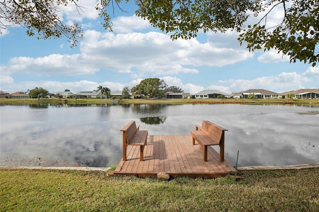 dock area featuring a water view