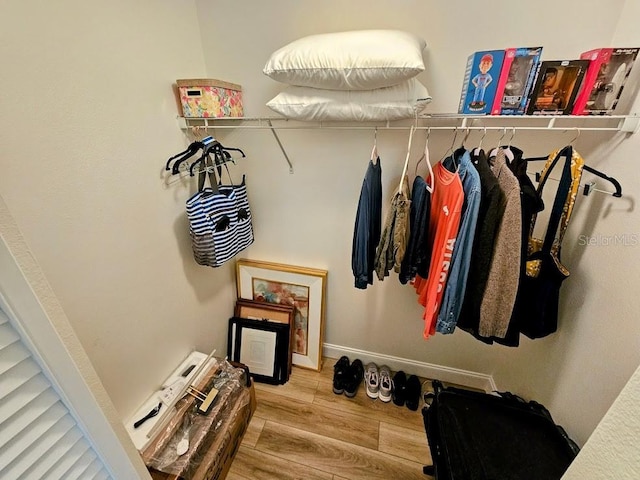 walk in closet featuring hardwood / wood-style floors