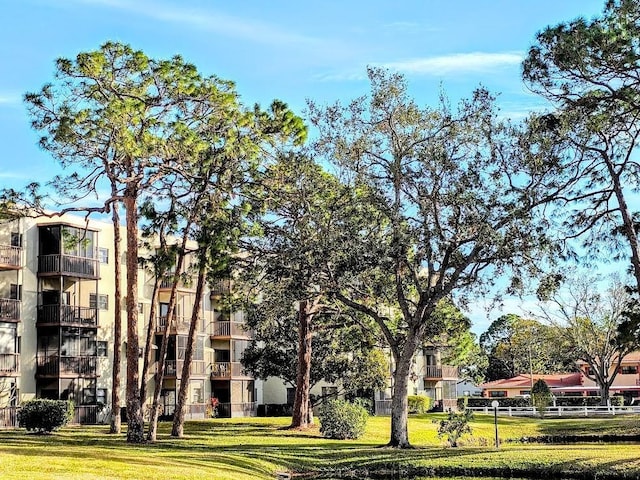 view of property's community featuring a yard