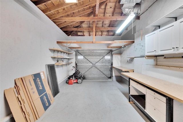 garage featuring wood ceiling