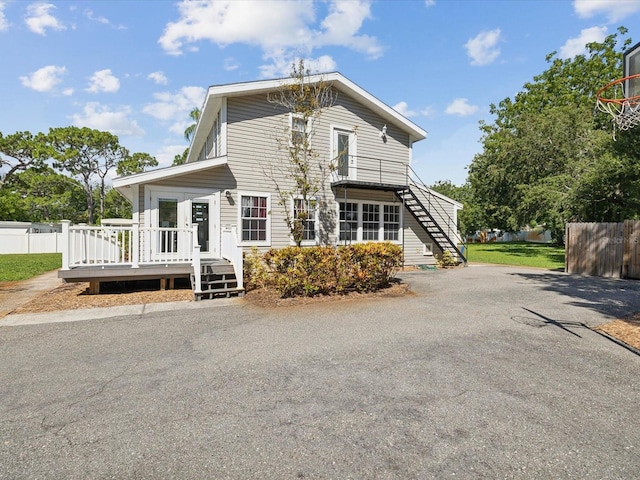 view of front of home featuring a deck