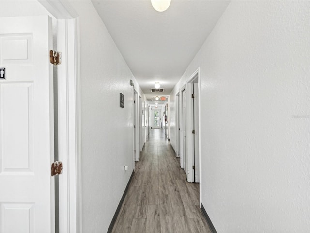 hall with light hardwood / wood-style floors