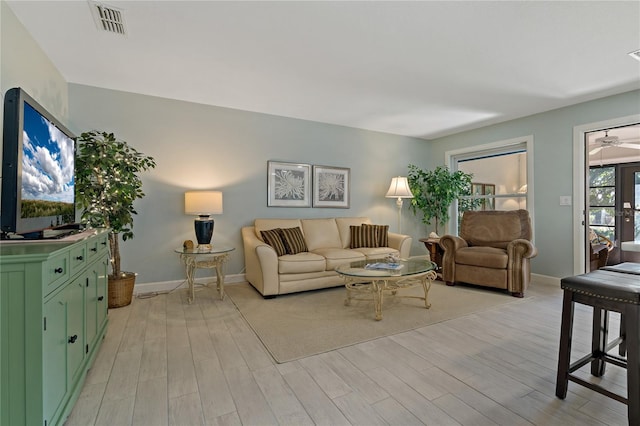 living room featuring light hardwood / wood-style flooring