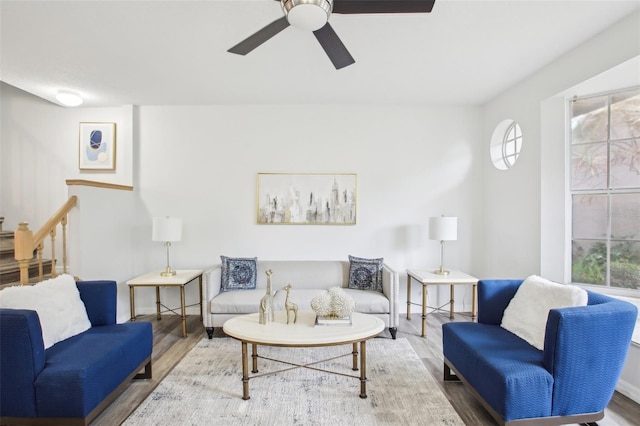 2794 Countryside Blvd Unit 1, Clearwater, FL 33761 - living area featuring wood finished floors, plenty of natural light, and ceiling fan