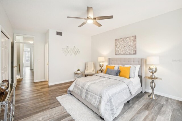 2794 Countryside Blvd Unit 1, Clearwater, FL 33761 - bedroom featuring wood finished floors and ceiling fan