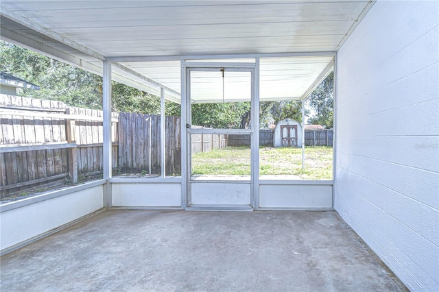 view of unfurnished sunroom