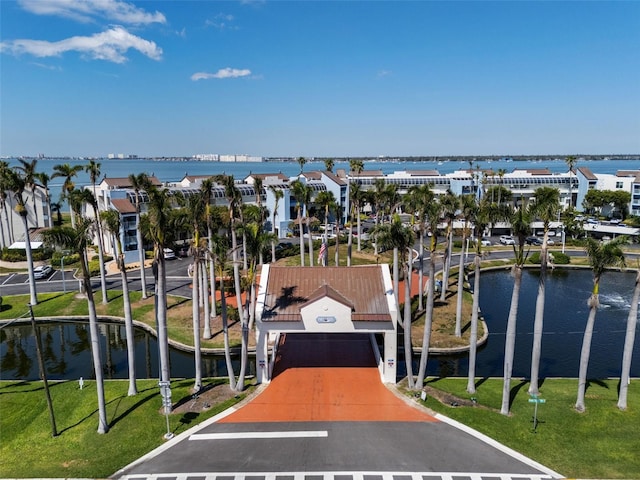 view of water feature with a residential view