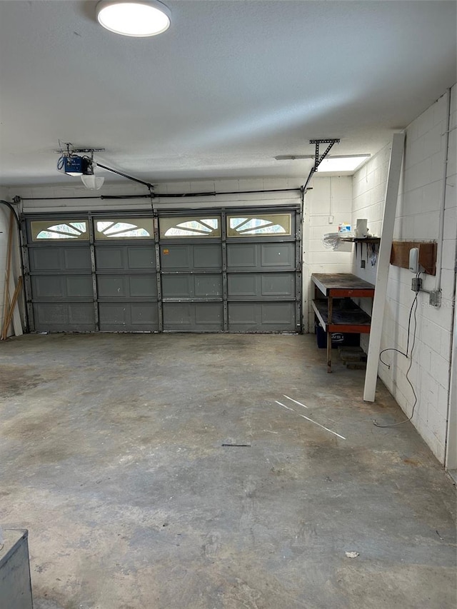 garage with a garage door opener