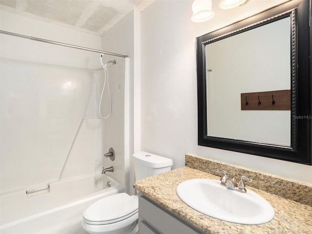 full bathroom featuring vanity, shower / bathtub combination, and toilet