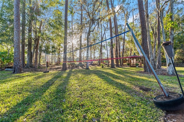 view of yard featuring volleyball court