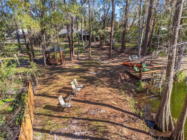 view of yard with a water view