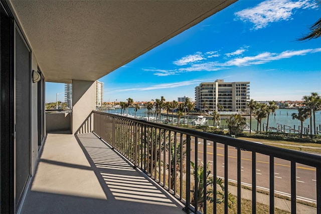 balcony with a water view