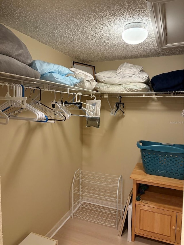 walk in closet featuring light hardwood / wood-style flooring