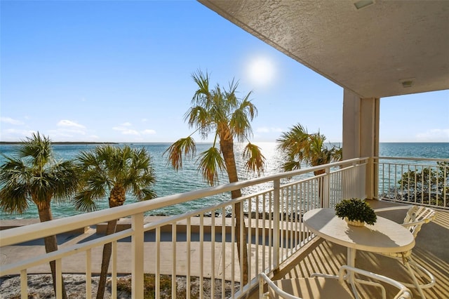 balcony with a water view