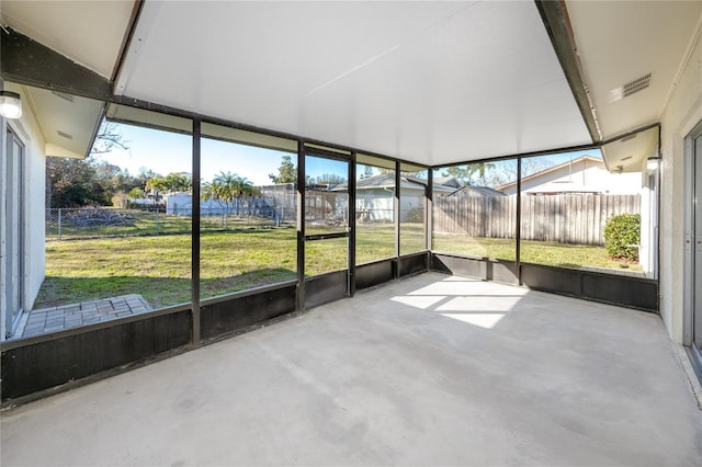 view of unfurnished sunroom