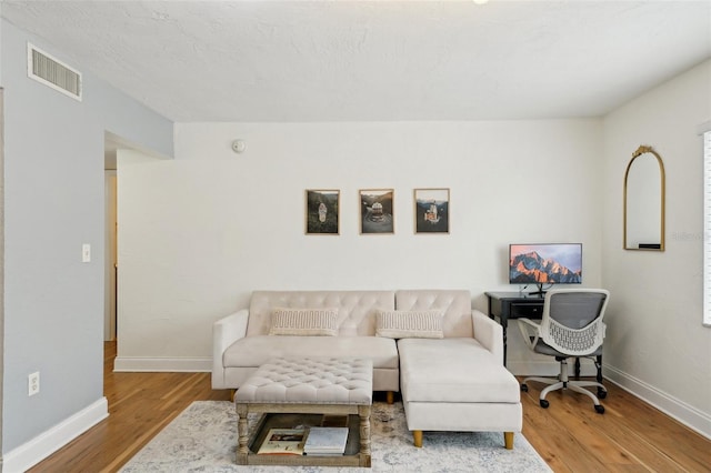 living room with wood-type flooring