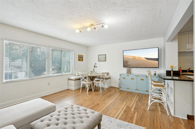 living room with sink and light wood-type flooring