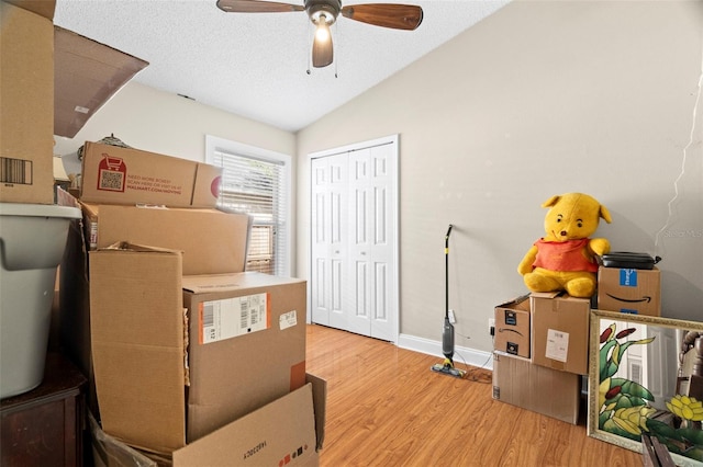 storage room featuring ceiling fan