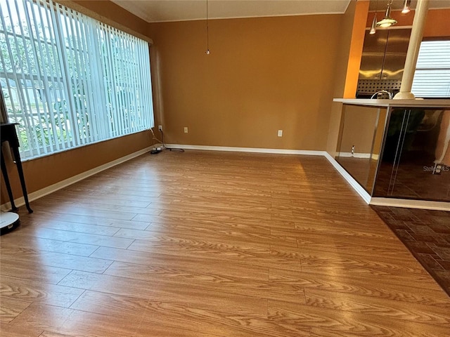 unfurnished room featuring light wood-type flooring