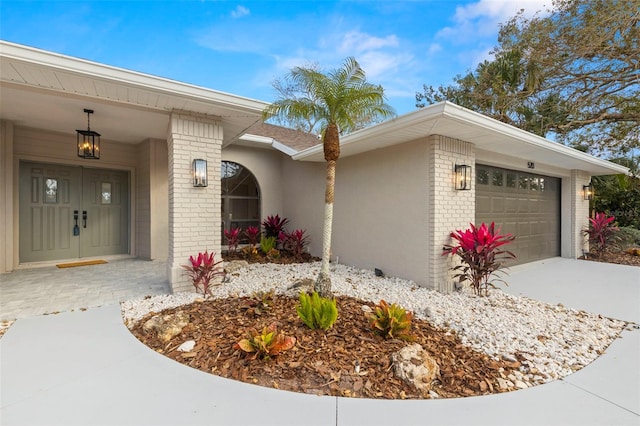 exterior space with a garage