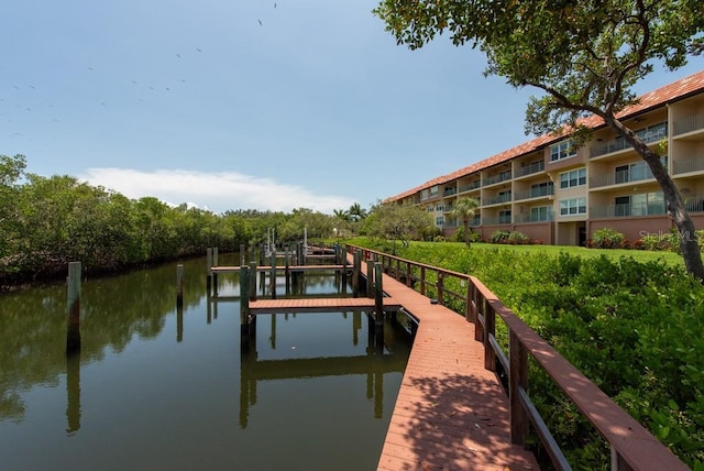 dock area featuring a water view