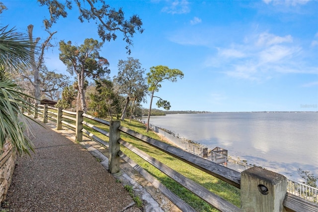 exterior space featuring a water view