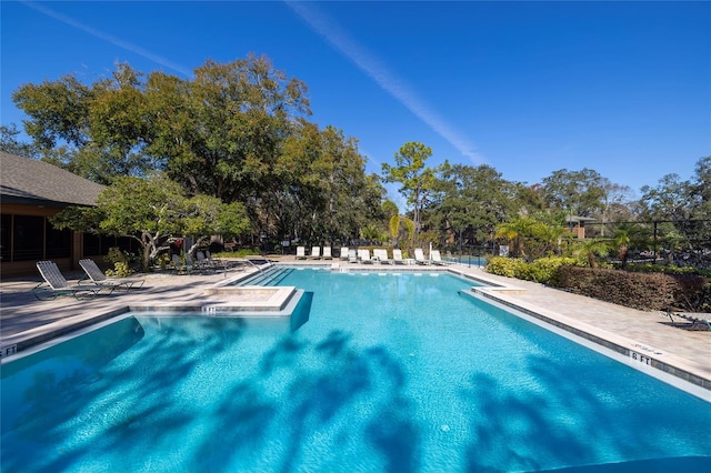 view of pool featuring a patio area