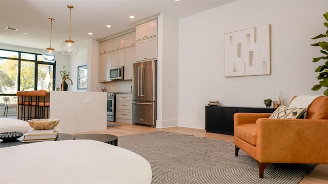 living room featuring light hardwood / wood-style floors