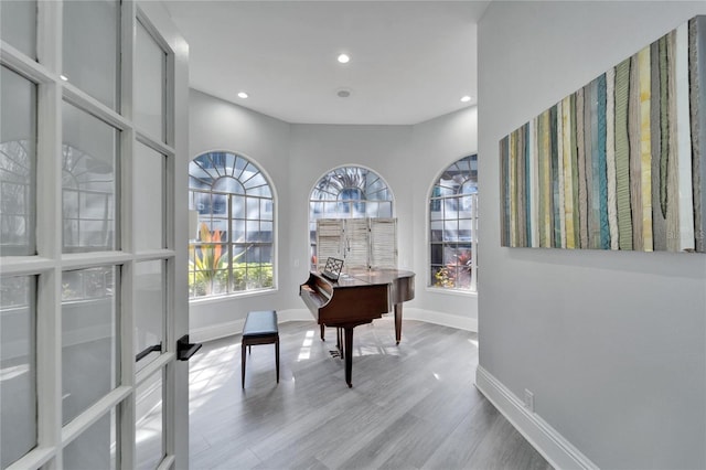 miscellaneous room with light hardwood / wood-style floors