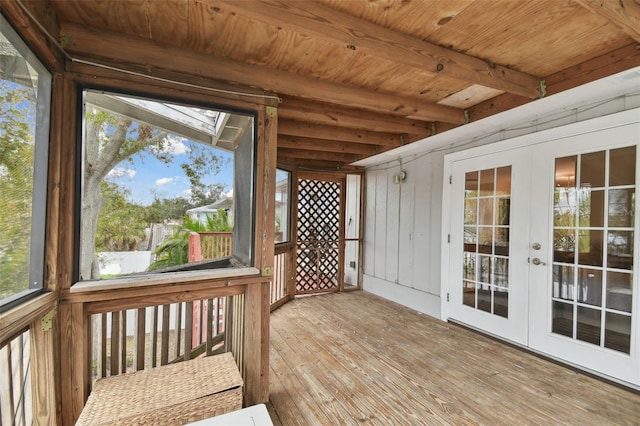 wooden terrace with french doors