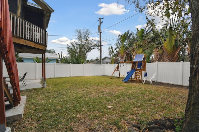 view of yard featuring a playground