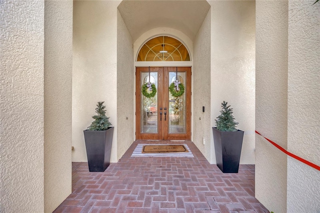 property entrance with french doors