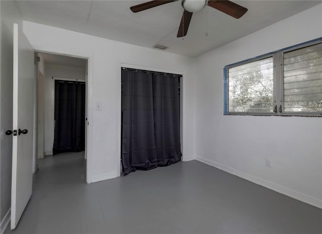 unfurnished bedroom with ceiling fan