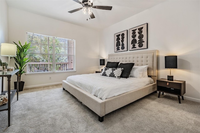 bedroom with carpet floors and ceiling fan