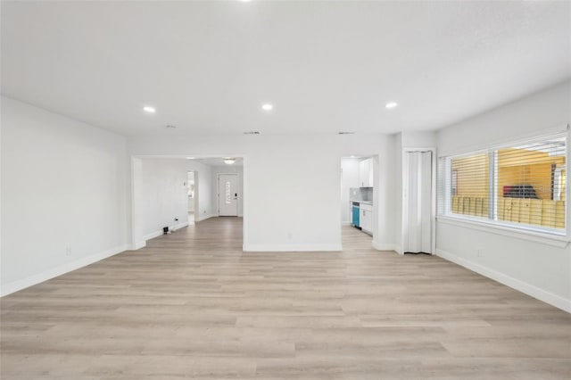 unfurnished living room with light hardwood / wood-style floors