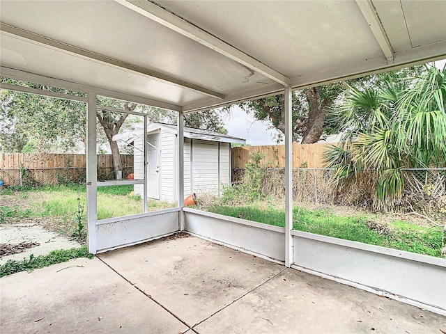 view of unfurnished sunroom