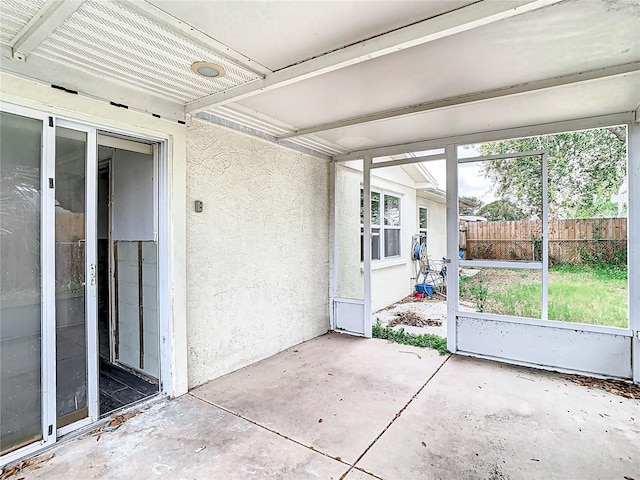 view of unfurnished sunroom