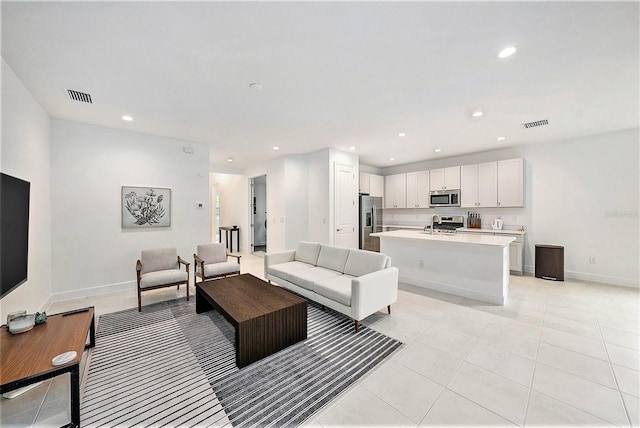 view of tiled living room