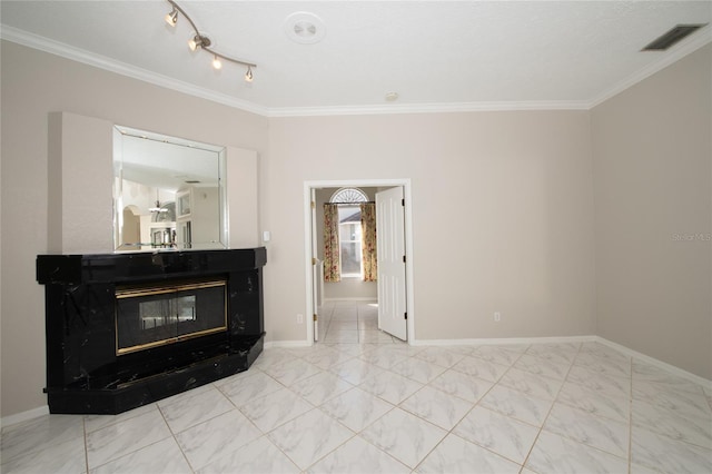 interior space featuring crown molding