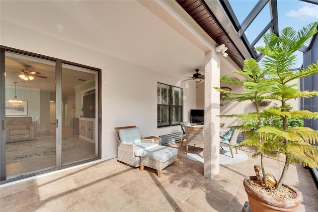 view of patio with ceiling fan