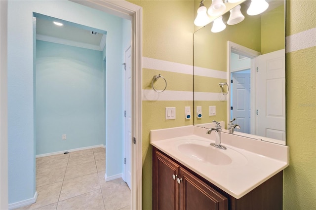 bathroom with vanity and tile patterned floors