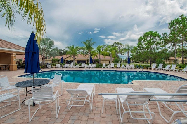 view of pool featuring a patio area